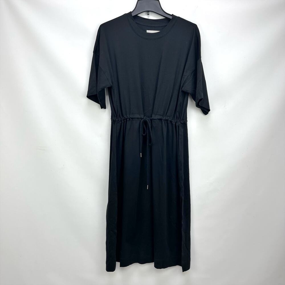 Everlane Womens The Luxe Cotton Tee Dress XXS Black Short Sleeve Tie Front NWT - Picture 3 of 10
